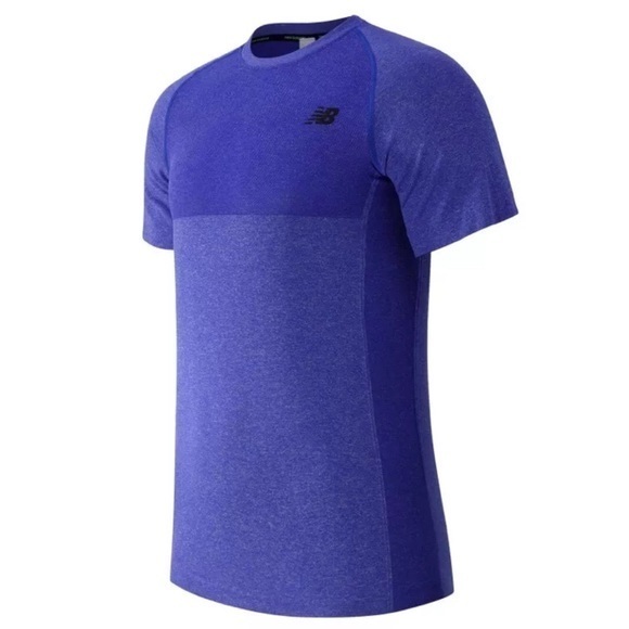 New Balance Men Seamless SS Performance Tee L Blue